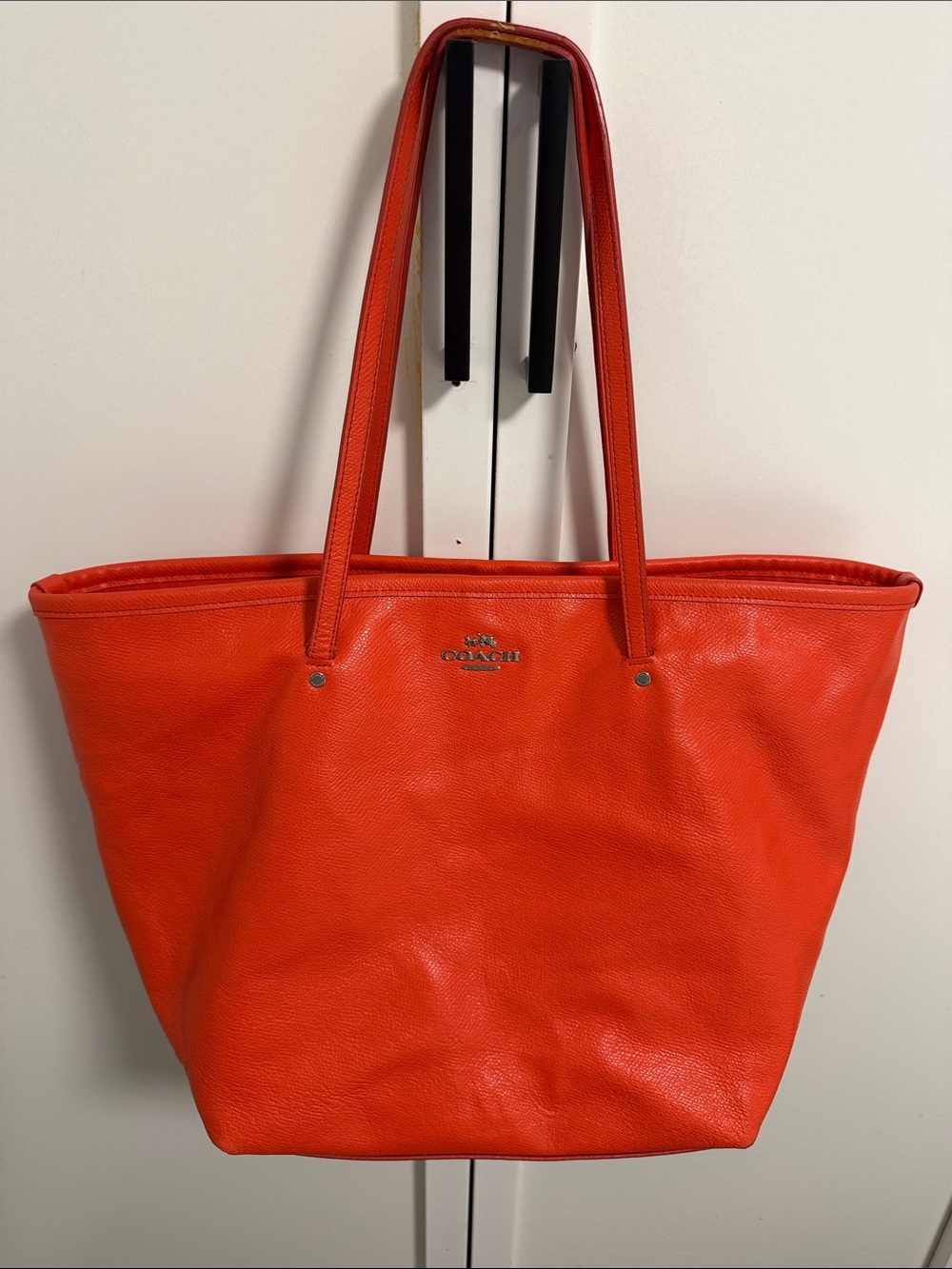 Coach Orange Pebbled Leather Tote